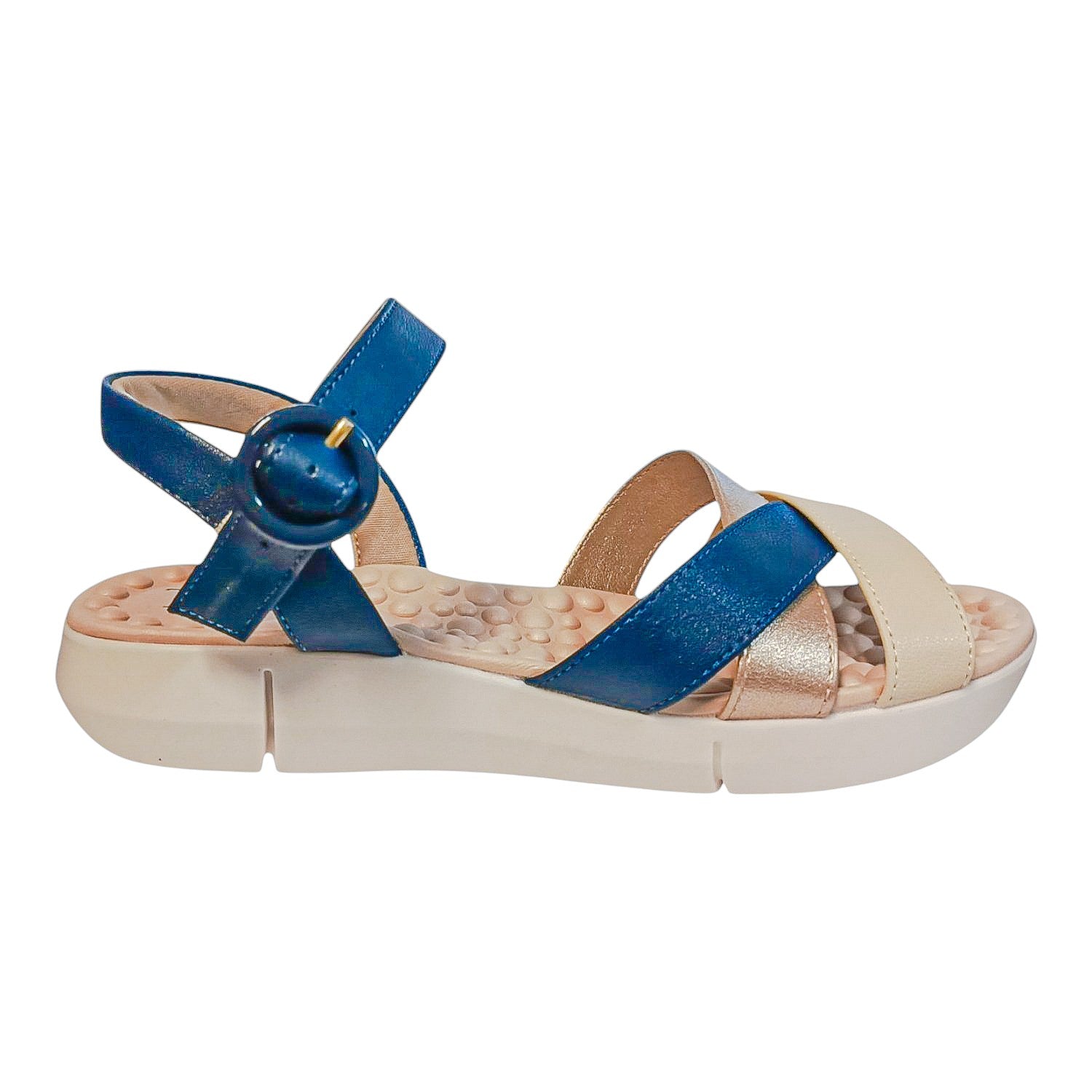 Talla Correcta Sandalias Para Meter El Pie SANDALIA CUÑA AZUL PARA