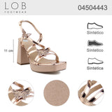 Sandalia Tacón Para Mujer Lob Footwear Cristalo Oro 04504443