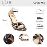 Sandalia Tacón Para Mujer Lob Footwear Textil Beige 04504702