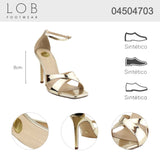 Sandalia Tacón Para Mujer Lob Footwear Cristalo Oro 04504703