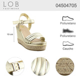 Sandalia Cuña Para Mujer Lob Footwear Napa Metalico Oro 04504705