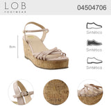 Sandalia Cuña Para Mujer Lob Footwear Charol Beige 04504706