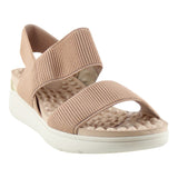 Sandalia Cuña Para Mujer Lob Footwear Elastico Canelado Beige 86804736