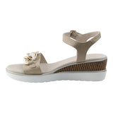 Sandalia Cuña Para Mujer Lob Footwear Pu Beige 57704047