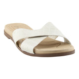 Sandalia Piso Para Mujer Lob Footwear Napa Croco Madrid Blanco 86804727