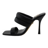 Sandalia Tacón Para Mujer Lob Footwear Pu Negro 92904409