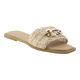 Sandalia Piso Para Mujer Lob Footwear Rafia Beige 91904059