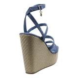 Sandalia Cuña Para Mujer Lob Footwear Denim Azul 48704410