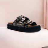 SANDALIA DE PISO NEGRA PARA MUJER DE RAFFIA LOB FOOTWEAR 51705051