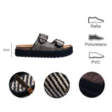 sandalia piso para mujer lob footwear rafia negro 51705051