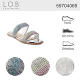 Sandalia Piso Para Mujer Lob Footwear Textil Violeta 59704069