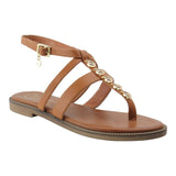 sandalia piso para mujer lob footwear pu cafe 59704074