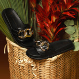 SANDALIA CUÑA NEGRA PARA MUJER DE PIEL SINTETICA LOB FOOTWEAR 52205466