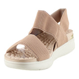 Sandalia Cuña Para Mujer Lob Footwear Elastico Canelado Beige 86804736