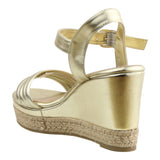 Sandalia Cuña Para Mujer Lob Footwear Napa Metalico Oro 04504705