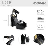 Sandalia Tacón Para Mujer Lob Footwear Charol Negro 63804496