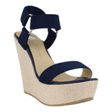 Sandalia Cuña Para Mujer Lob Footwear Resorte Azul 67204711