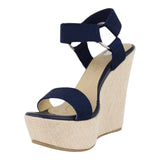 Sandalia Cuña Para Mujer Lob Footwear Resorte Azul 67204711