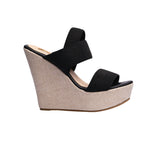 sandalia cuña para mujer lob footwear resorte negro 67204712
