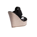 sandalia cuña para mujer lob footwear resorte negro 67204712