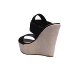 sandalia cuña para mujer lob footwear resorte negro 67204712