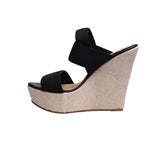 sandalia cuña para mujer lob footwear resorte negro 67204712