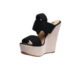 sandalia cuña para mujer lob footwear resorte negro 67204712