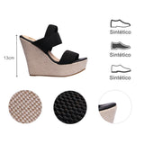 sandalia cuña para mujer lob footwear resorte negro 67204712