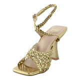 Sandalia Tacón Para Mujer Lob Footwear Pu Oro 92904097