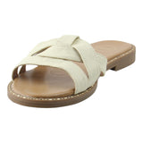 Sandalia Piso Para Mujer Lob Footwear Textil Beige 91804015