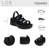 Sandalia Cuña Para Mujer Lob Footwear Lickra Negro 73204563