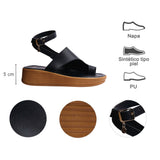 SANDALIA CUÑA PARA MUJER LOB FOOTWEAR NEGRO 83406050