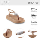 Sandalia Piso Para Mujer Lob Footwear Elastico/Napa Turim Beige 86804720