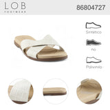 Sandalia Piso Para Mujer Lob Footwear Napa Croco Madrid Blanco 86804727