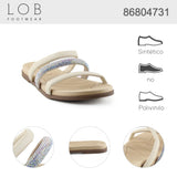 Sandalia Piso Para Mujer Lob Footwear Napa Turim Beige 86804731