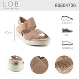 Sandalia Cuña Para Mujer Lob Footwear Elastico Canelado Beige 86804736