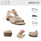 Sandalia Tacón Para Mujer Lob Footwear Floather/Elastico Beige 86804744