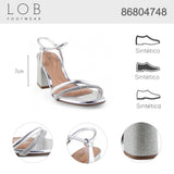 Sandalia Tacón Para Mujer Lob Footwear Strass/Metalizado Pre Plata 86804748