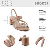 Sandalia Tacón Para Mujer Lob Footwear Elástico/Napa Turim Beige 86804755