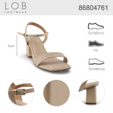 Sandalia Tacón Para Mujer Lob Footwear Pelica Beige 86804761