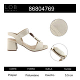 Sandalia Tacón Para Mujer Lob Footwear Floather/Elástico Beige 86804769