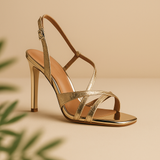 SANDALIA DE TACON ORO PARA MUJER DE PIEL SINTETICA LOB FOOTWEAR 86805065
