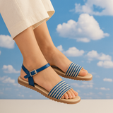 SANDALIA DE PISO AZUL PARA MUJER DE PIEL SINTETICA LOB FOOTWEAR 86805071