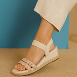 SANDALIA CUÑA BLANCA PARA MUJER DE PIEL SINTETICA LOB FOOTWEAR 86805074