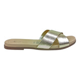 sandalia piso para mujer lob footwear metalizado premium oro 86805078