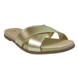 sandalia piso para mujer lob footwear metalizado premium oro 86805078