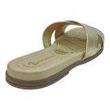 sandalia piso para mujer lob footwear metalizado premium oro 86805078