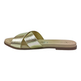 sandalia piso para mujer lob footwear metalizado premium oro 86805078