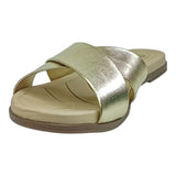 sandalia piso para mujer lob footwear metalizado premium oro 86805078