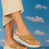 SANDALIA CUÑA CAFÉ PARA MUJER DE TEXTIL LOB FOOTWEAR 86805080